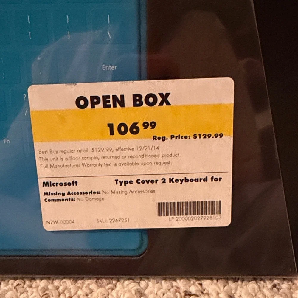 Microsoft Surface Type Cover 2 Keyboard in Bright Blue
